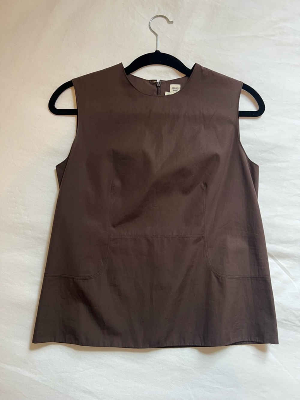 HERMES Gaultier Era Sleeveless Blouse Boxy Brown Size 34 - Picture 8 of 8